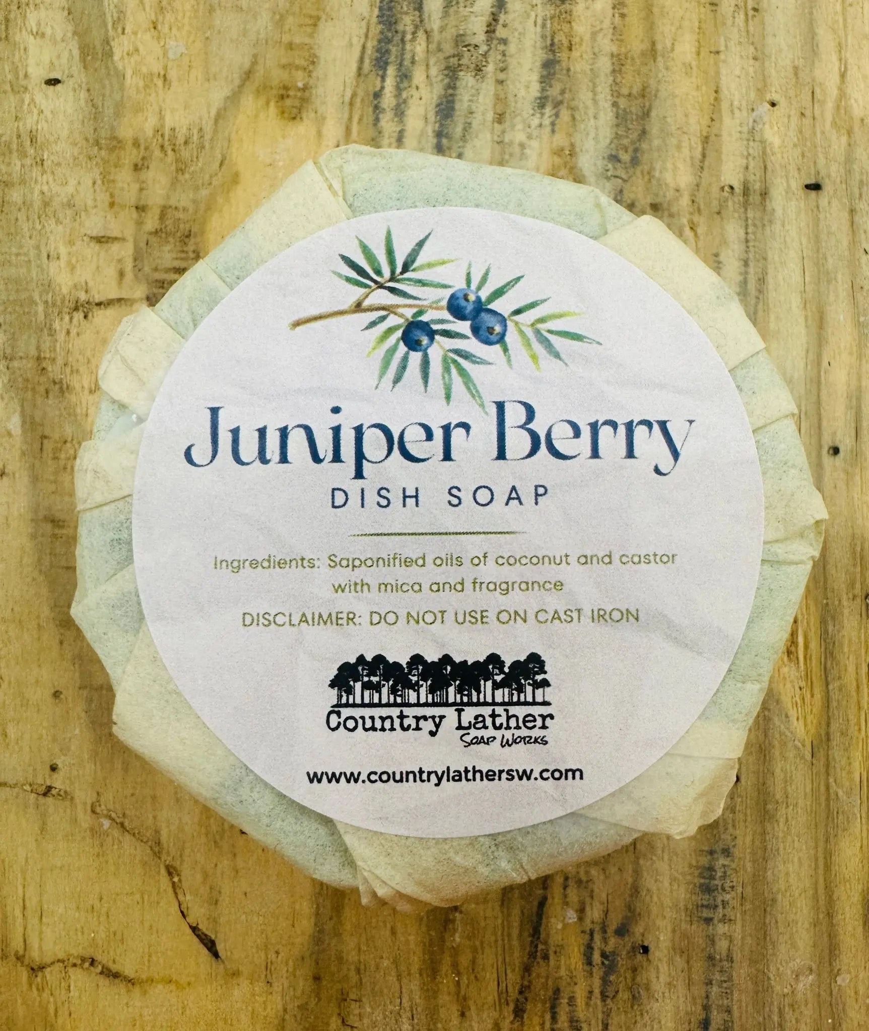 Juniper Berry Solid Dish Soap Refill by Country Lather Soap Works, natural skincare detail photo 2