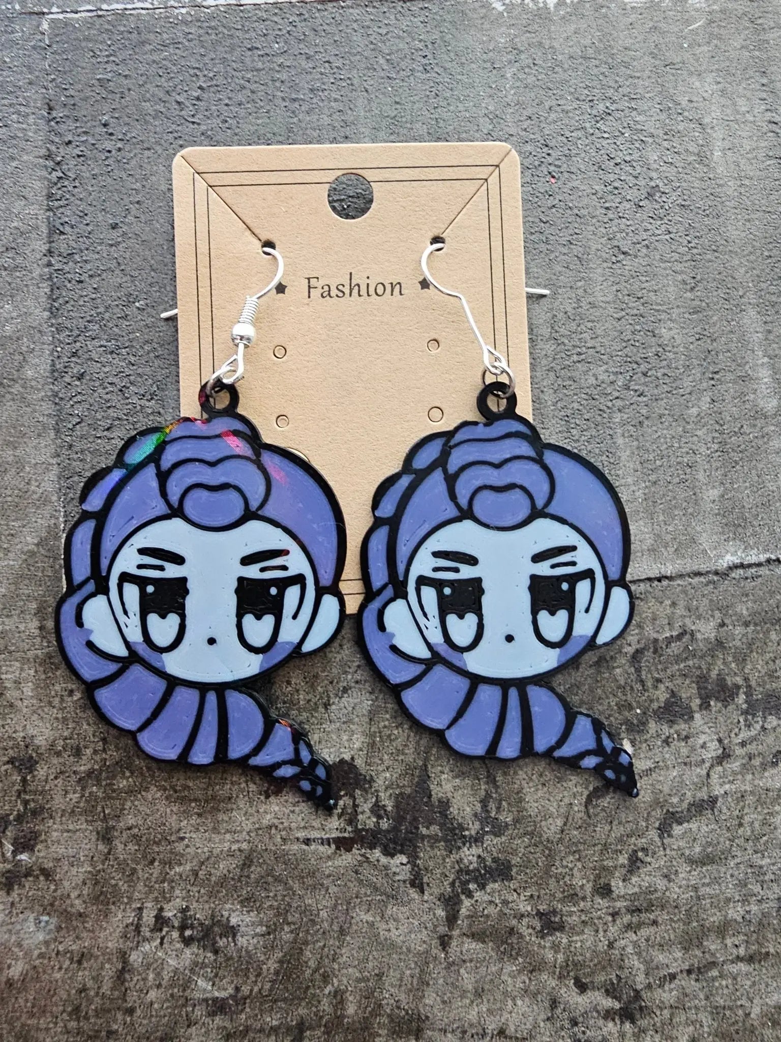 K-Pop Demon Hunter Rumi Earrings: Chibi Style, Purple Anime Jewelry by Main Street Collective
