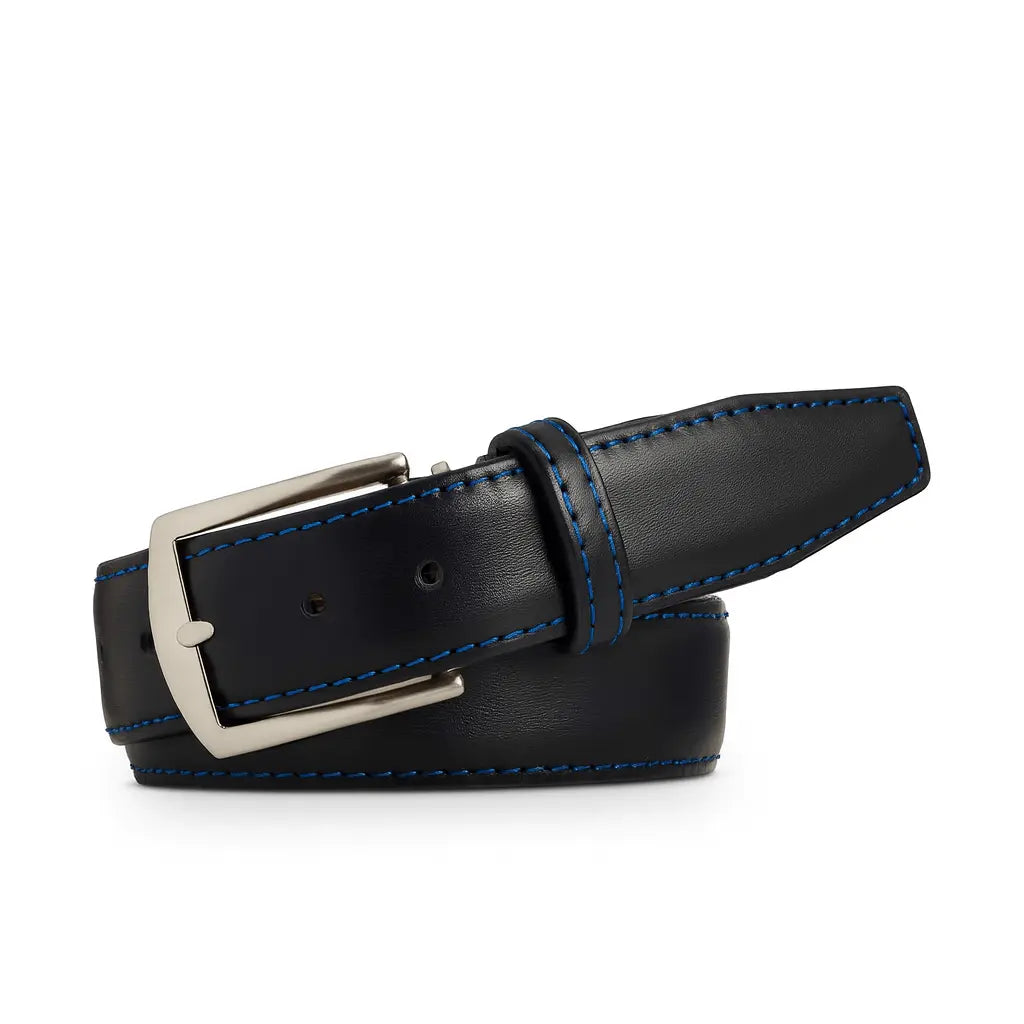 Kamea Black Italian Calf Leather Belt by Roger Ximenez: Bespoke Belts and Leather Accessories, handmade leather goods detail photo 2