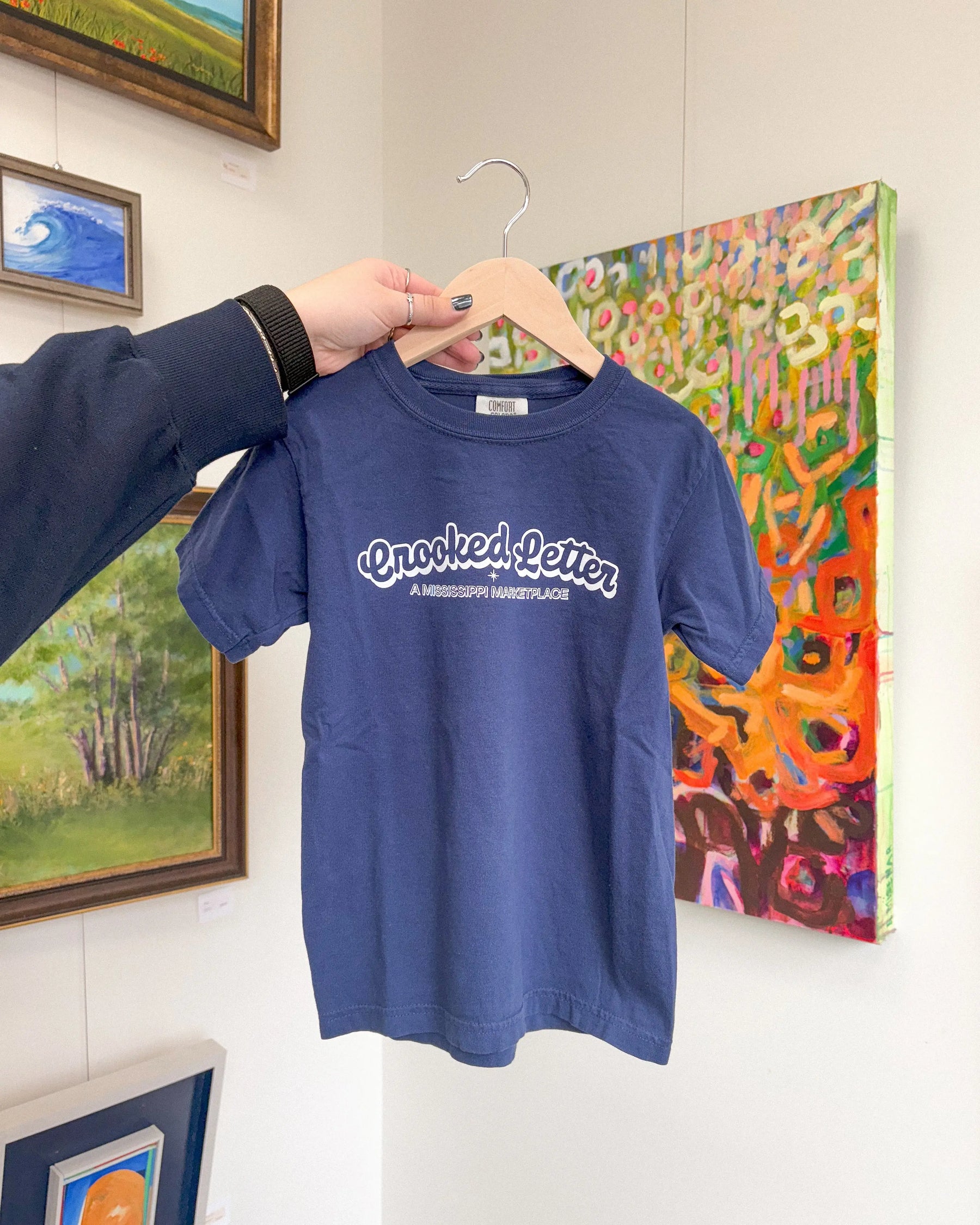 Kids Navy Logo Tee Crooked Letter