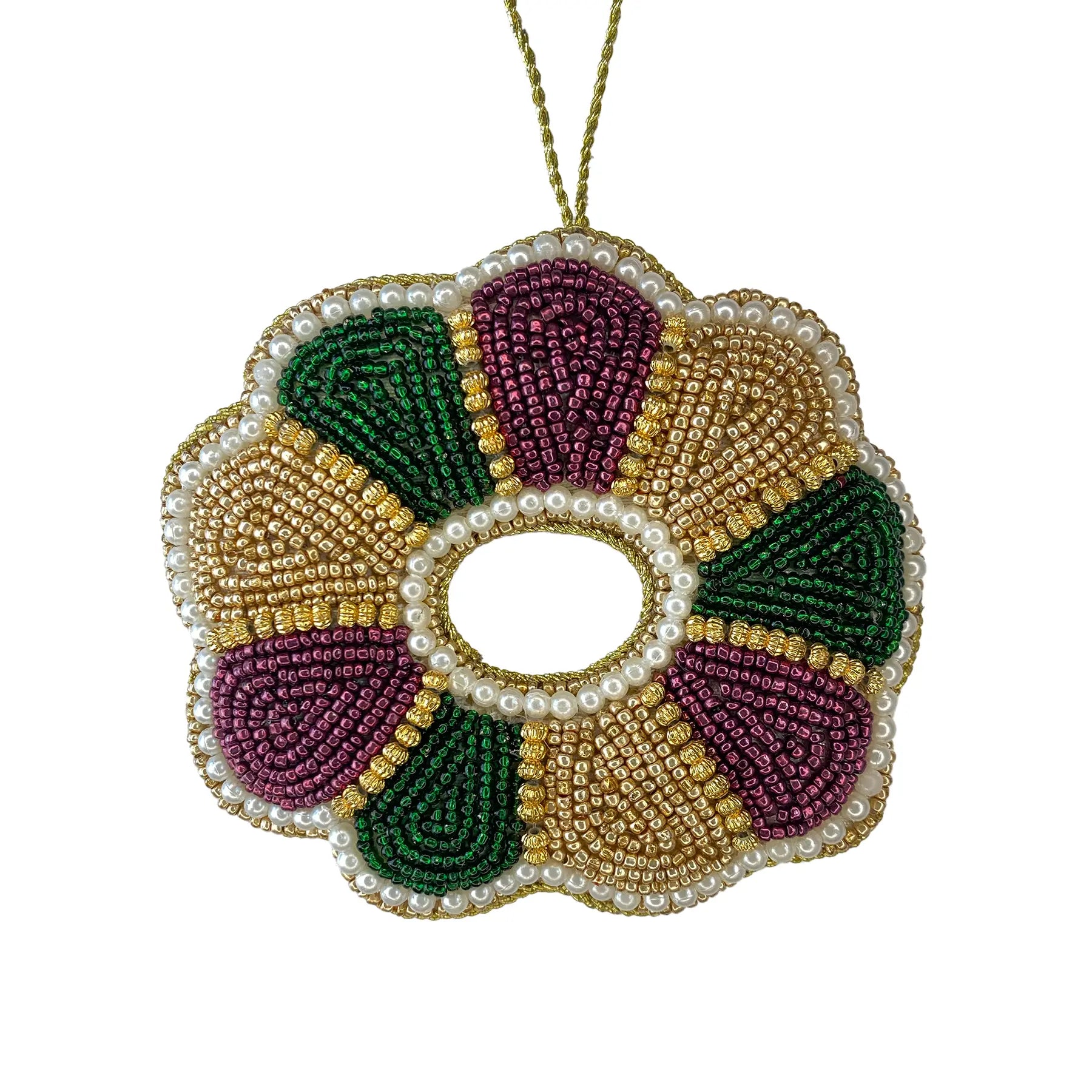 King Cake Mardi Gras Beaded Ornament Nola Tawk
