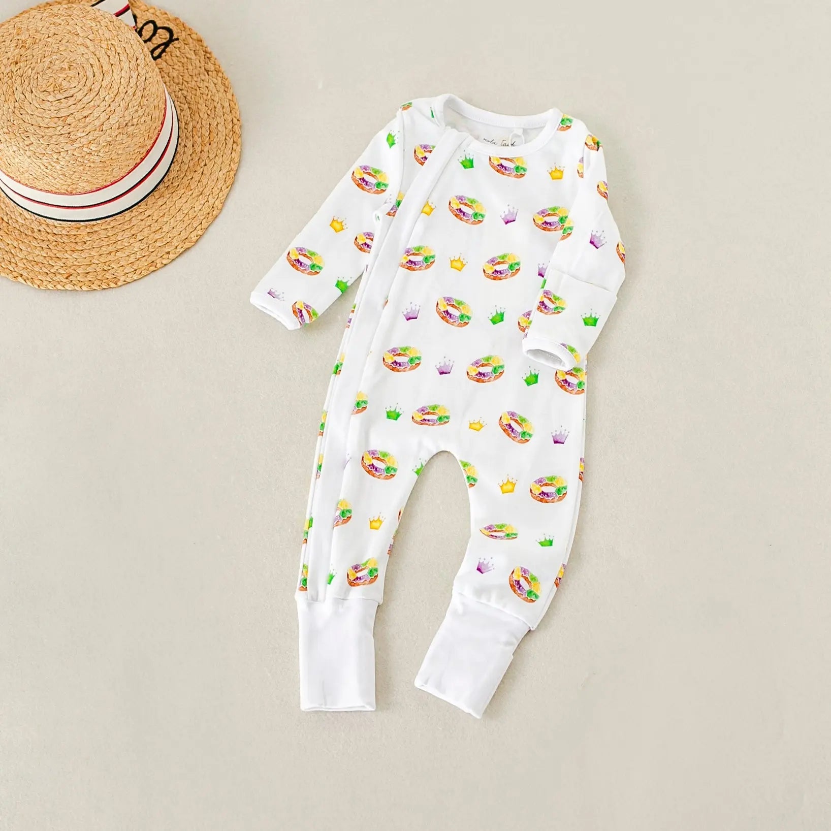 King Cake Organic Cotton Kids Mardi Gras Pajamas by Nola Tawk, Southern food gift detail photo 2