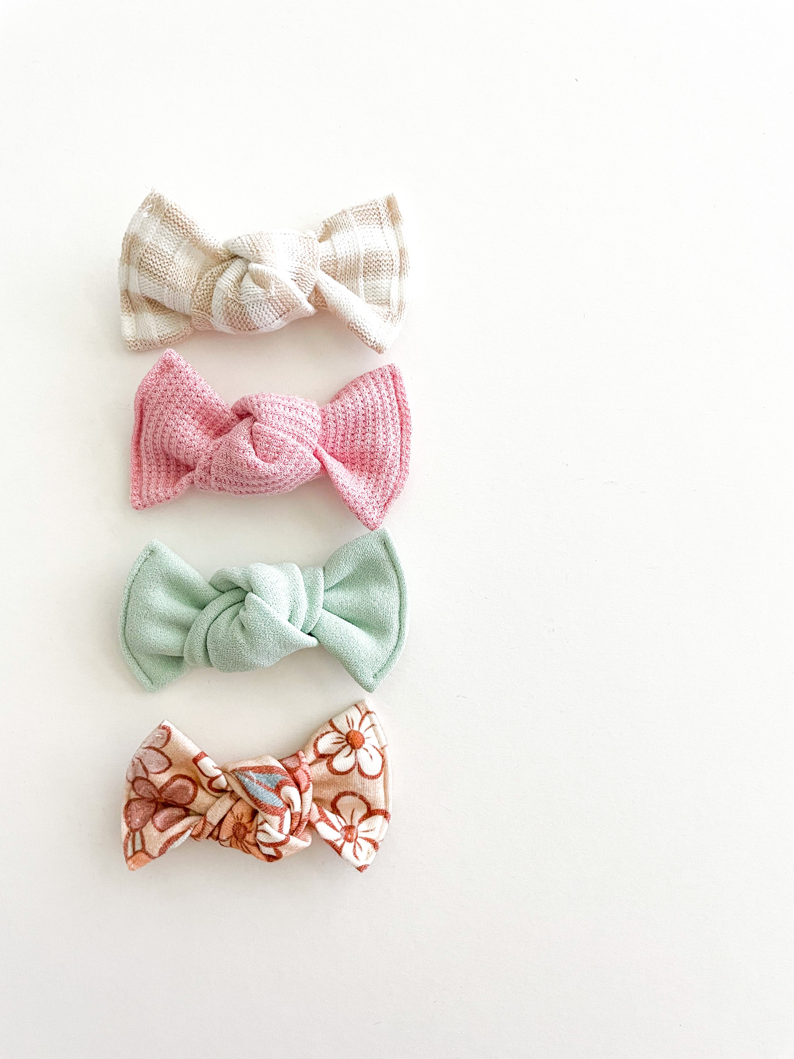 Light Sage Crepe Knot Bows by Boosh Baby image 2