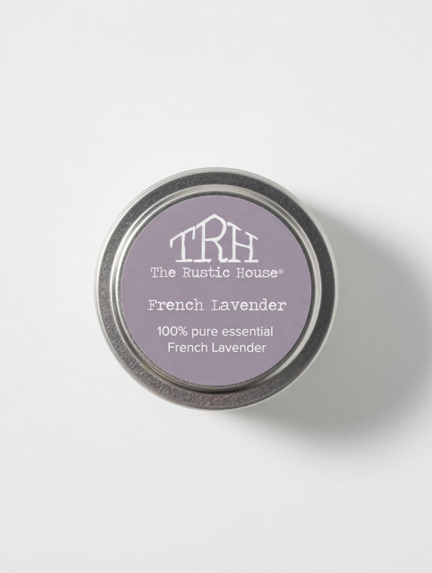 French Lavender Travel Tin by The Rustic House, scented candle main product photo
