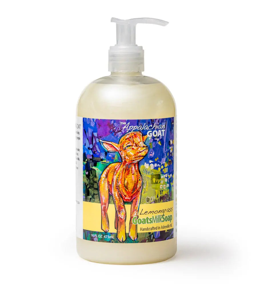 Liquid Soap ~ Lemongrass Goats Milk Liquid Soap 16 Oz. New Label by Essential Journeys, natural skincare main product photo