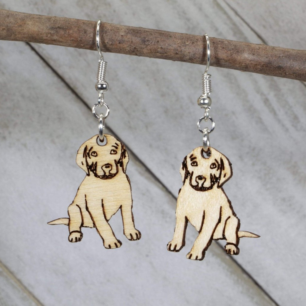 Labrador Puppy Wooden Earrings | Dog Lover Pet Jewelry