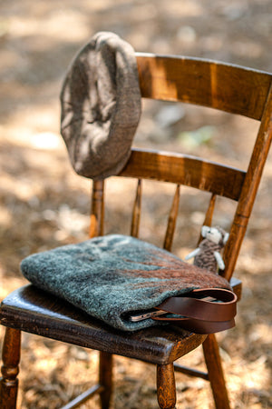 Sage Green and Rust Classic Carryall handmade wool bag by Comfy Bear Home product image 3