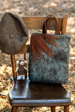 Sage Green and Rust Classic Carryall handmade wool bag by Comfy Bear Home product image 2