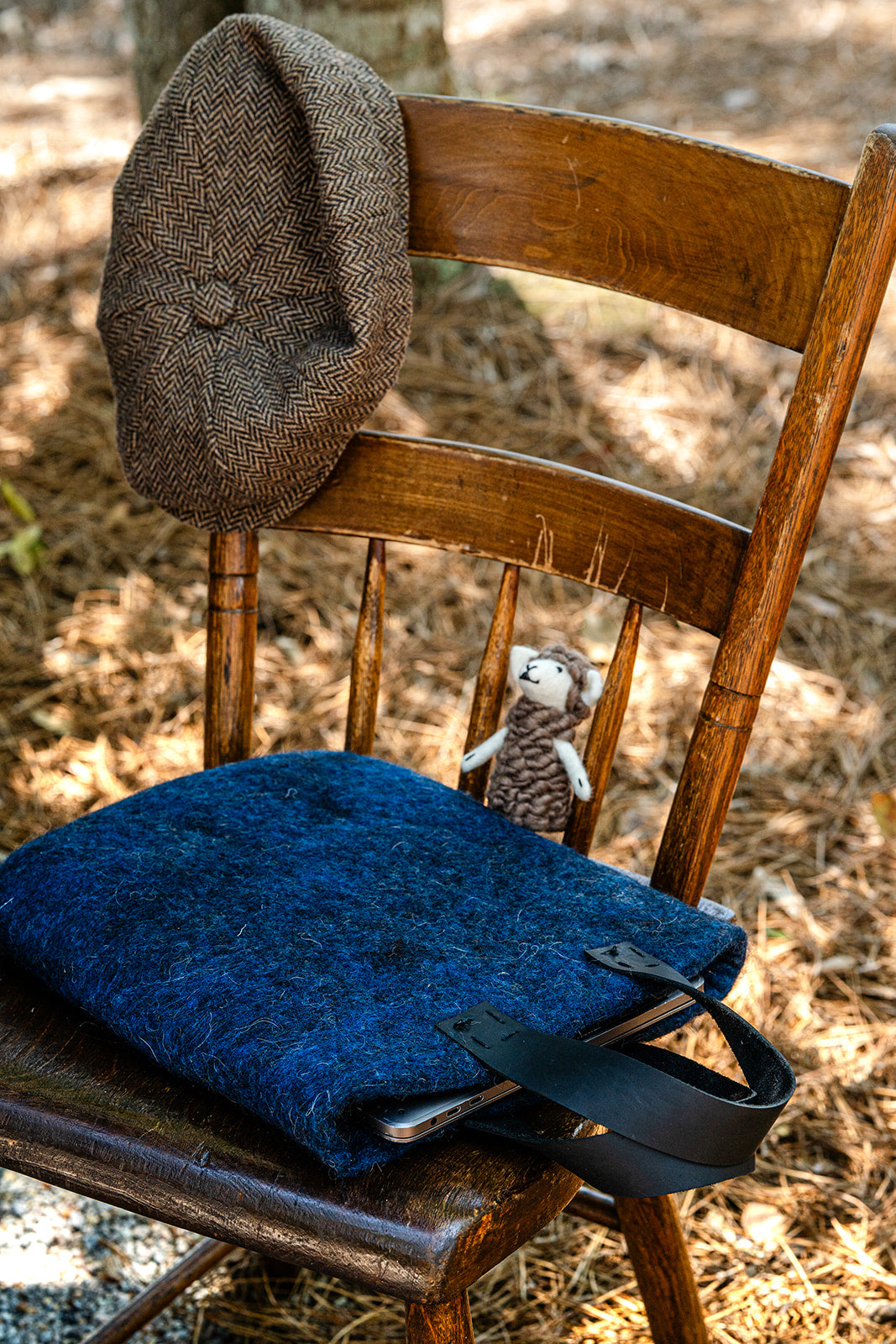 Blue Gray and Charcoal Classic Carryall handmade wool bag by Comfy Bear Home product image 3