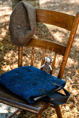 Blue Gray and Charcoal Classic Carryall handmade wool bag by Comfy Bear Home product image 3