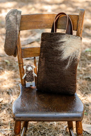 Dark Brown and Cream Classic Carryall handmade wool bag by Comfy Bear Home product image 2