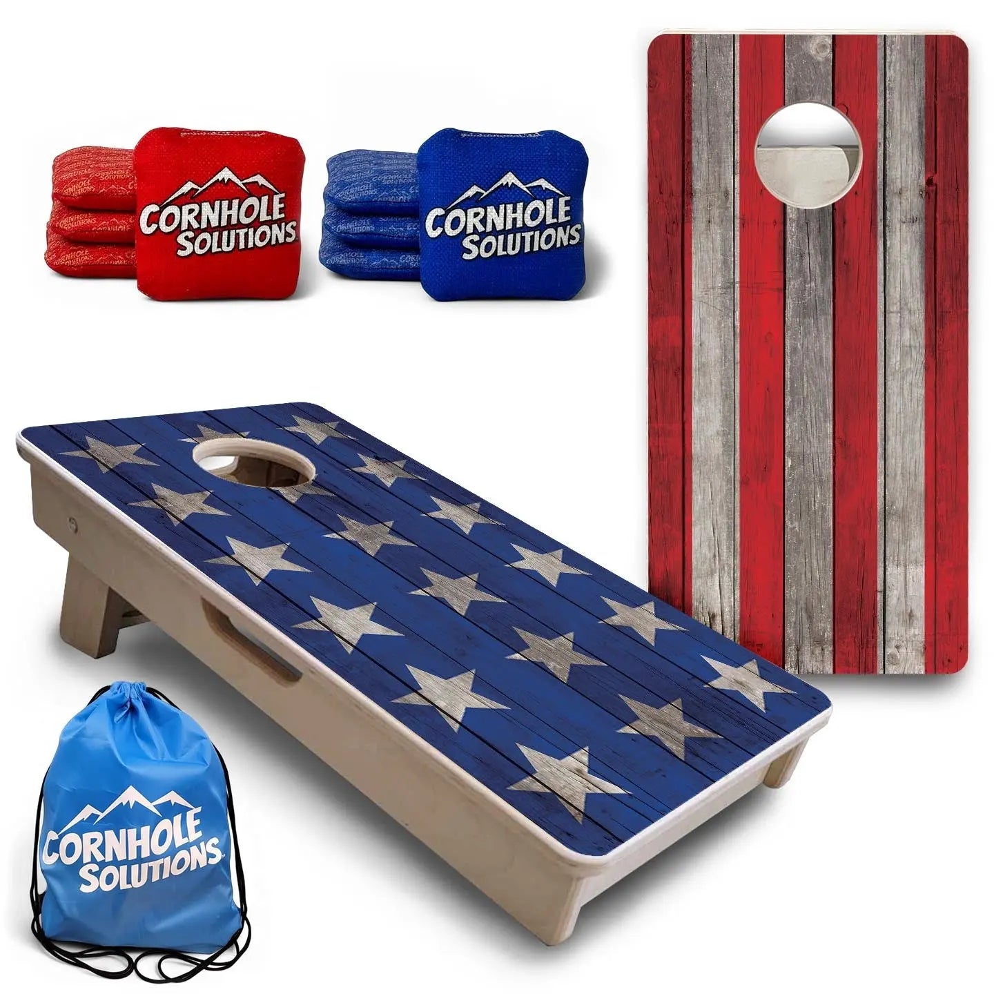 Large Colorful Stars & Stripes - Mini or Vacation Size Cornhole Boards by Cornhole Solutions, custom cornhole board main product photo