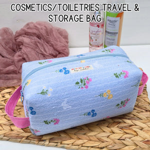 Large Floral Cosmetic Bag, Toiletry Travel Bag, Boxy Makeup Organizer, Zipper Pouch, Pink Floral Makeup Case Maypop House Designs