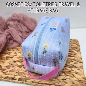 Large Floral Cosmetic Bag, Toiletry Travel Bag, Boxy Makeup Organizer, Zipper Pouch, Pink Floral Makeup Case Maypop House Designs