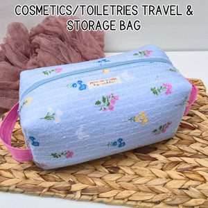 Large Floral Cosmetic Bag, Toiletry Travel Bag, Boxy Makeup Organizer, Zipper Pouch, Pink Floral Makeup Case Maypop House Designs