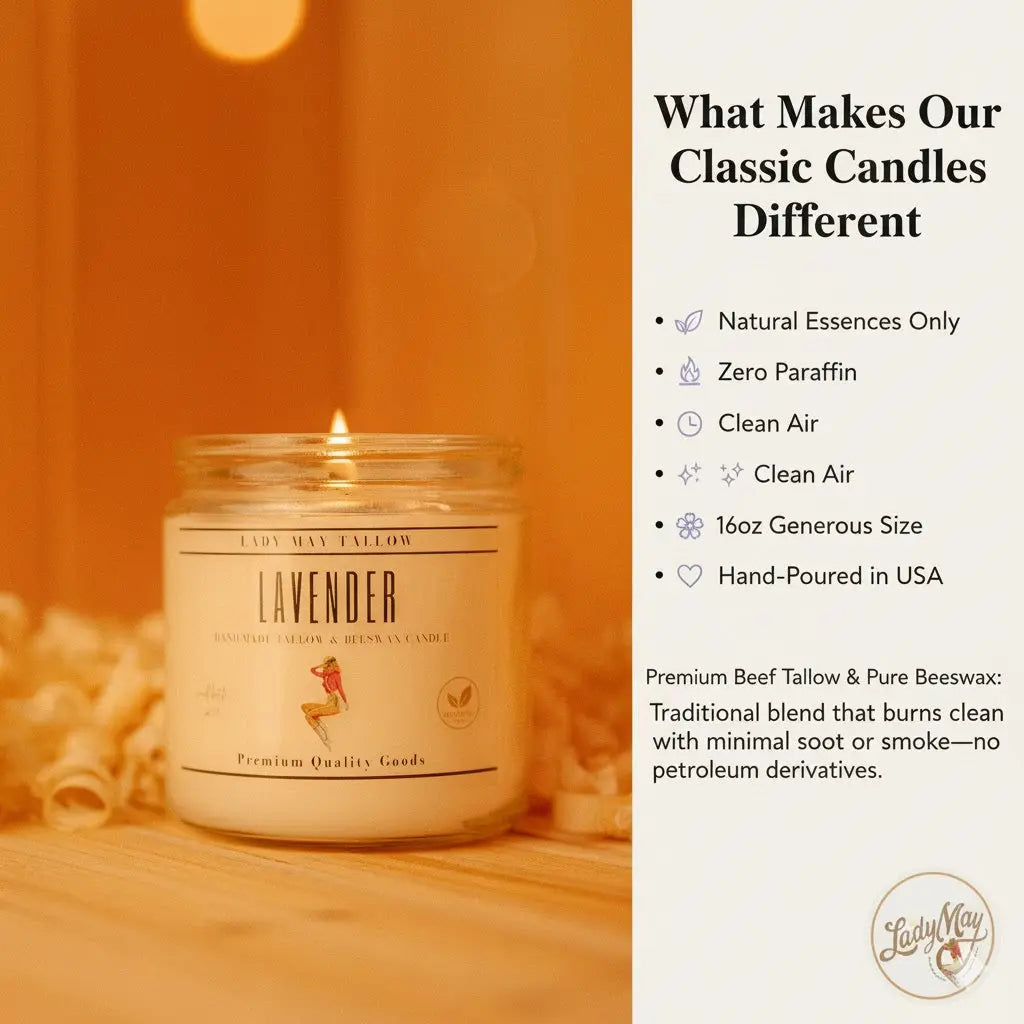 Lavender Tallow Gift Set - Premium Relaxation Bundle | Skincare, Candle & Soap The Lady May