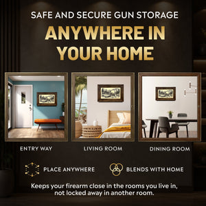 Leaping Deer Gun Concealment Furniture - Handcrafted Hidden Gun Storage Wall Decor - Hidden Safe Furniture with Magnetic Lock for Quick Access - Made in USA