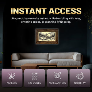 Leaping Deer Gun Concealment Furniture - Handcrafted Hidden Gun Storage Wall Decor - Hidden Safe Furniture with Magnetic Lock for Quick Access - Made in USA