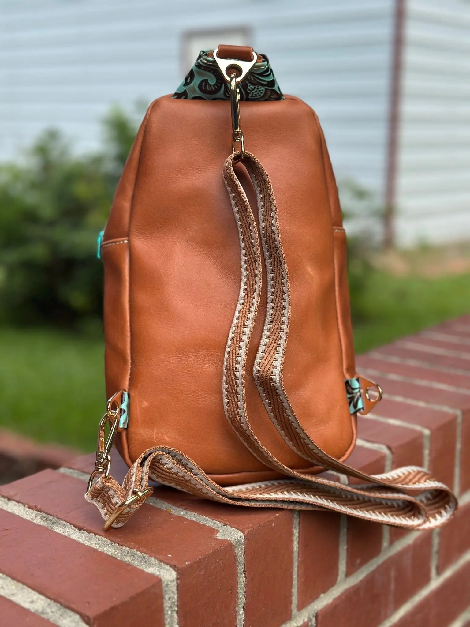 Leather Sling Bag by Kw Leatherworks, handmade leather goods detail photo 2