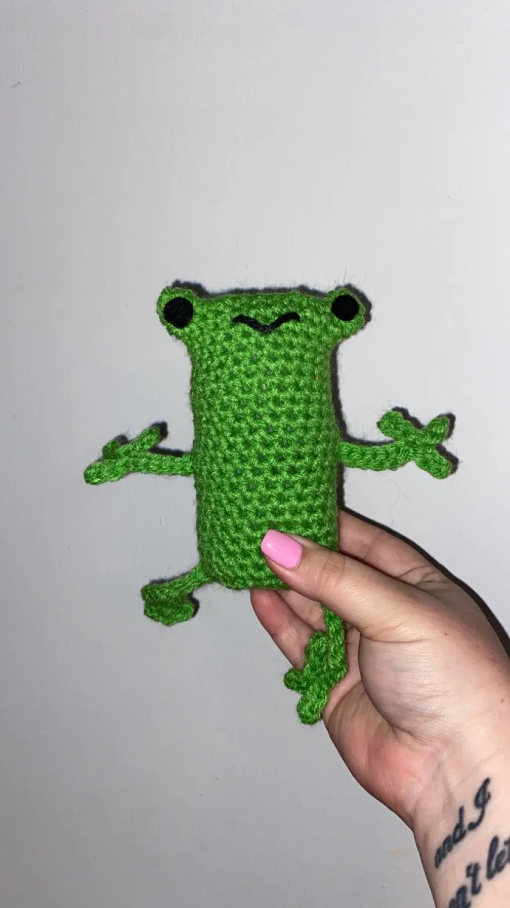 Crochet Frog by Main Street Collective: Handmade Green Plush with Legs
