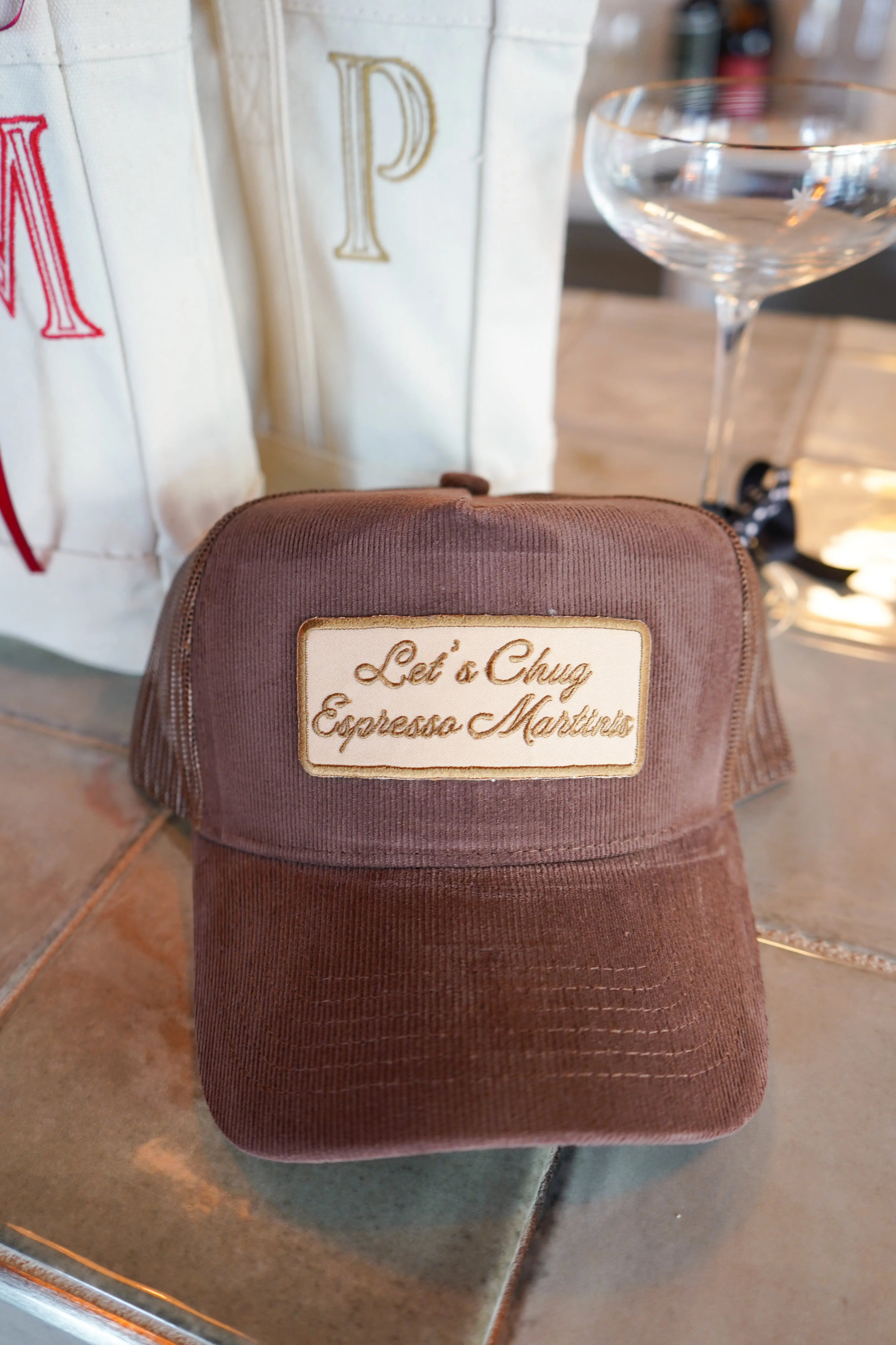 Let's Chug Espresso Martinis - Trucker Hat by KenzKustomz, Southern lifestyle apparel detail photo 2