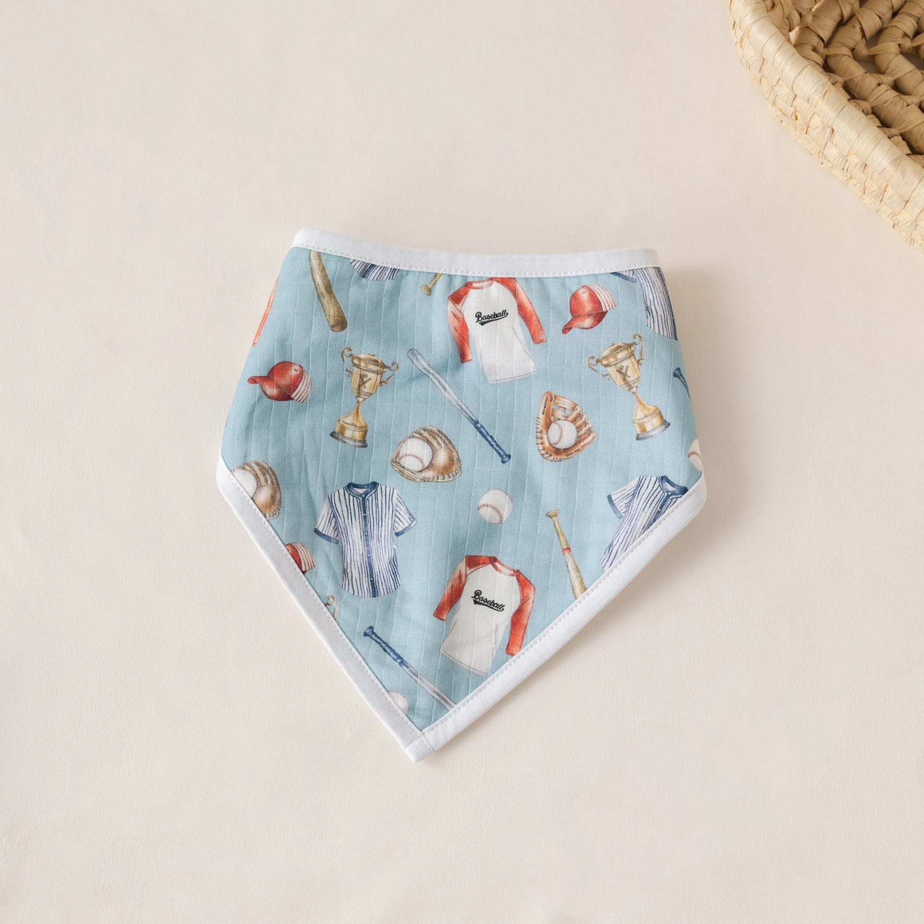 Let's Play Ball Organic Muslin Bib Nola Tawk