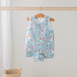 Let's Play Ball Organic Muslin Shortall by Nola Tawk, children's boutique clothing main product photo