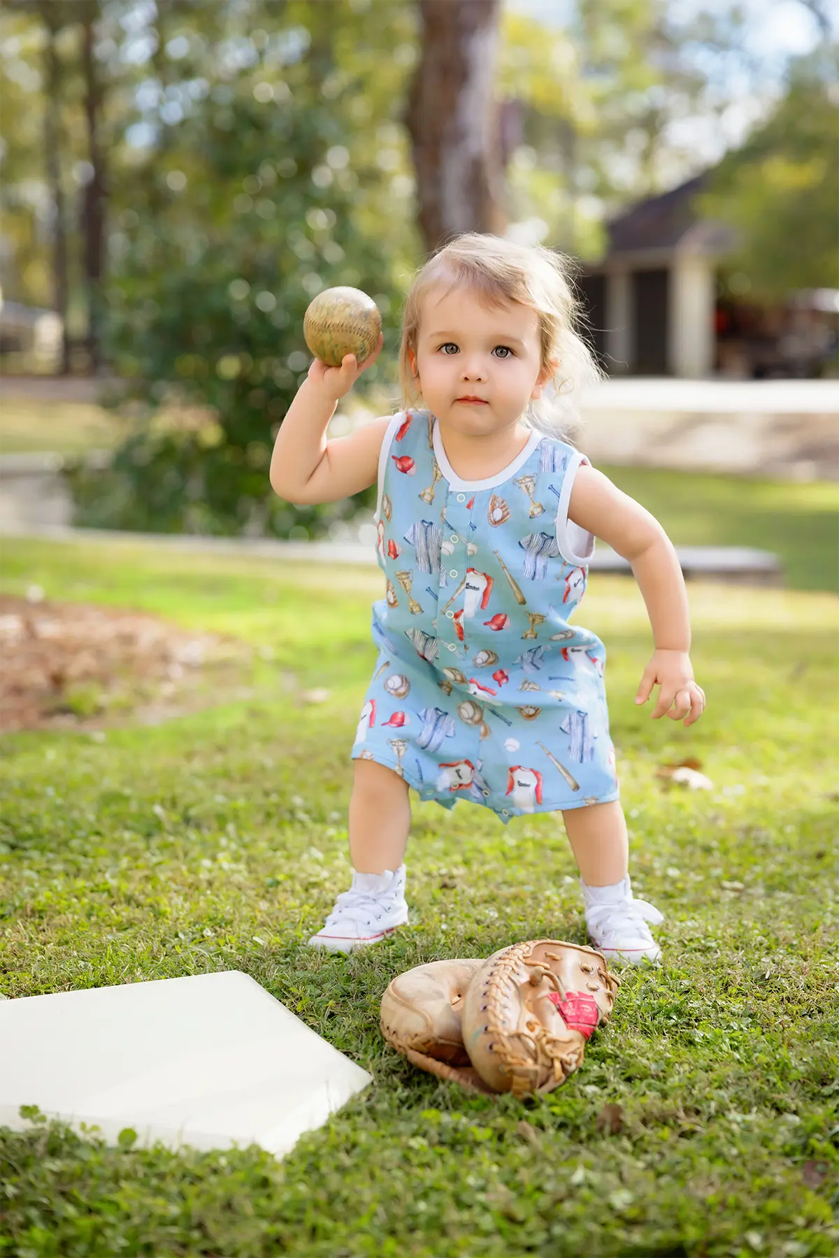 Let's Play Ball Organic Muslin Shortall Nola Tawk