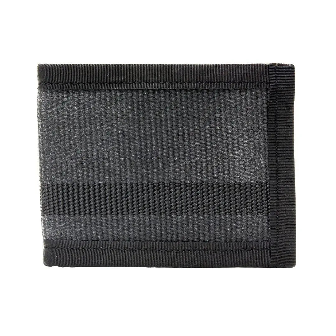 Black canvas bifold wallet with textured front panel