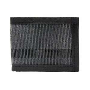 Black canvas bifold wallet with textured front panel