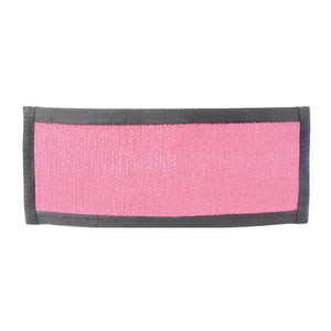 Pink textured wallet with gray binding edge