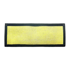 Yellow and black bifold wallet made from repurposed fire hose material
