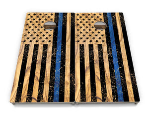 Light Wood Blue/Red Line Flag Cornhole Boards - Professional Tournament Series by Cornhole Solutions, custom cornhole board detail photo 3