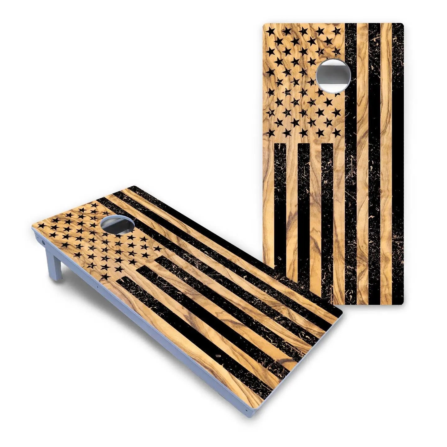 Light Wood Flag Cornhole Boards - All Weather Series by Cornhole Solutions, custom cornhole board detail photo 2