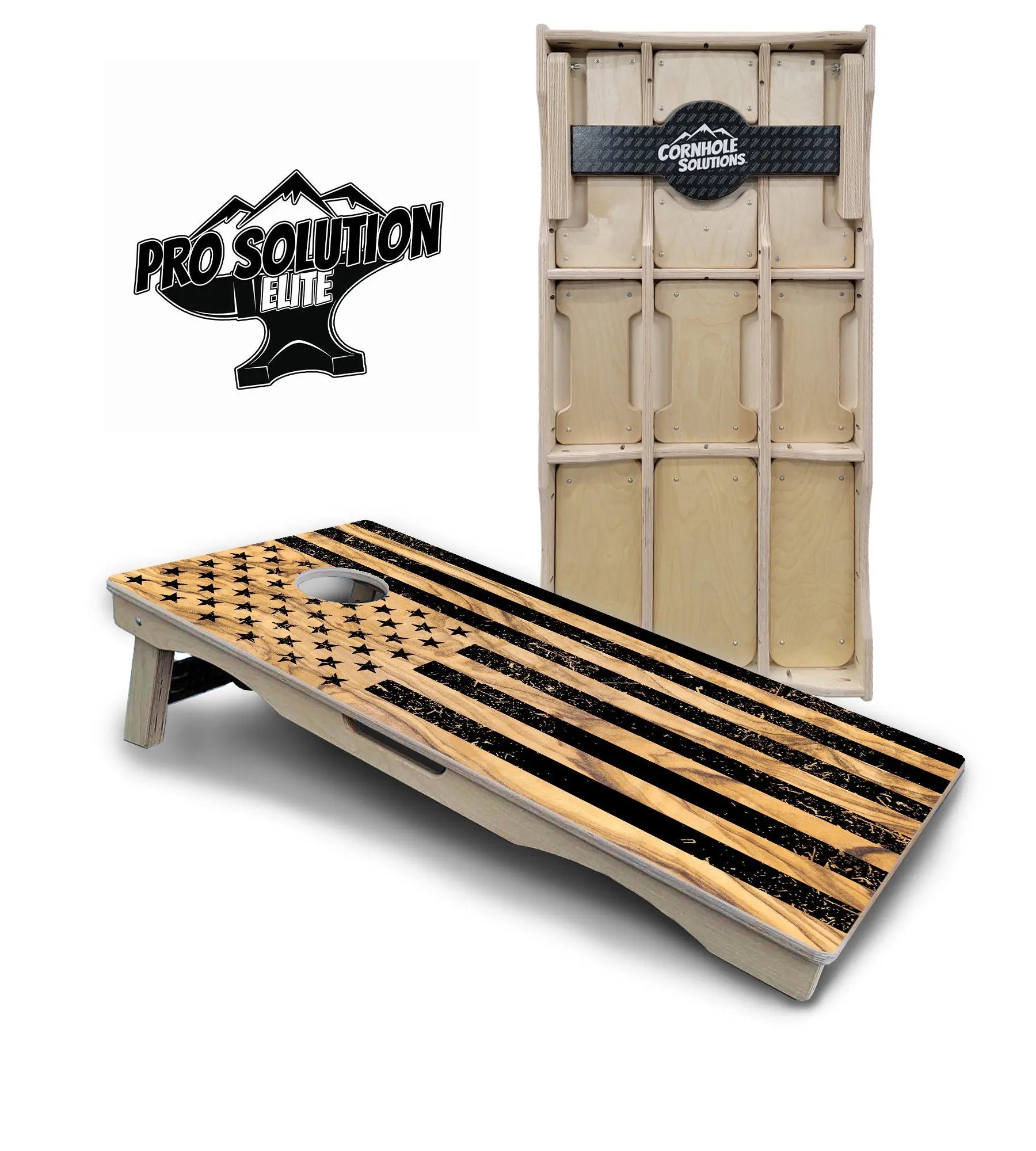 Light Wood Flag Cornhole Boards - Pro Solution Elite Series Cornhole Solutions