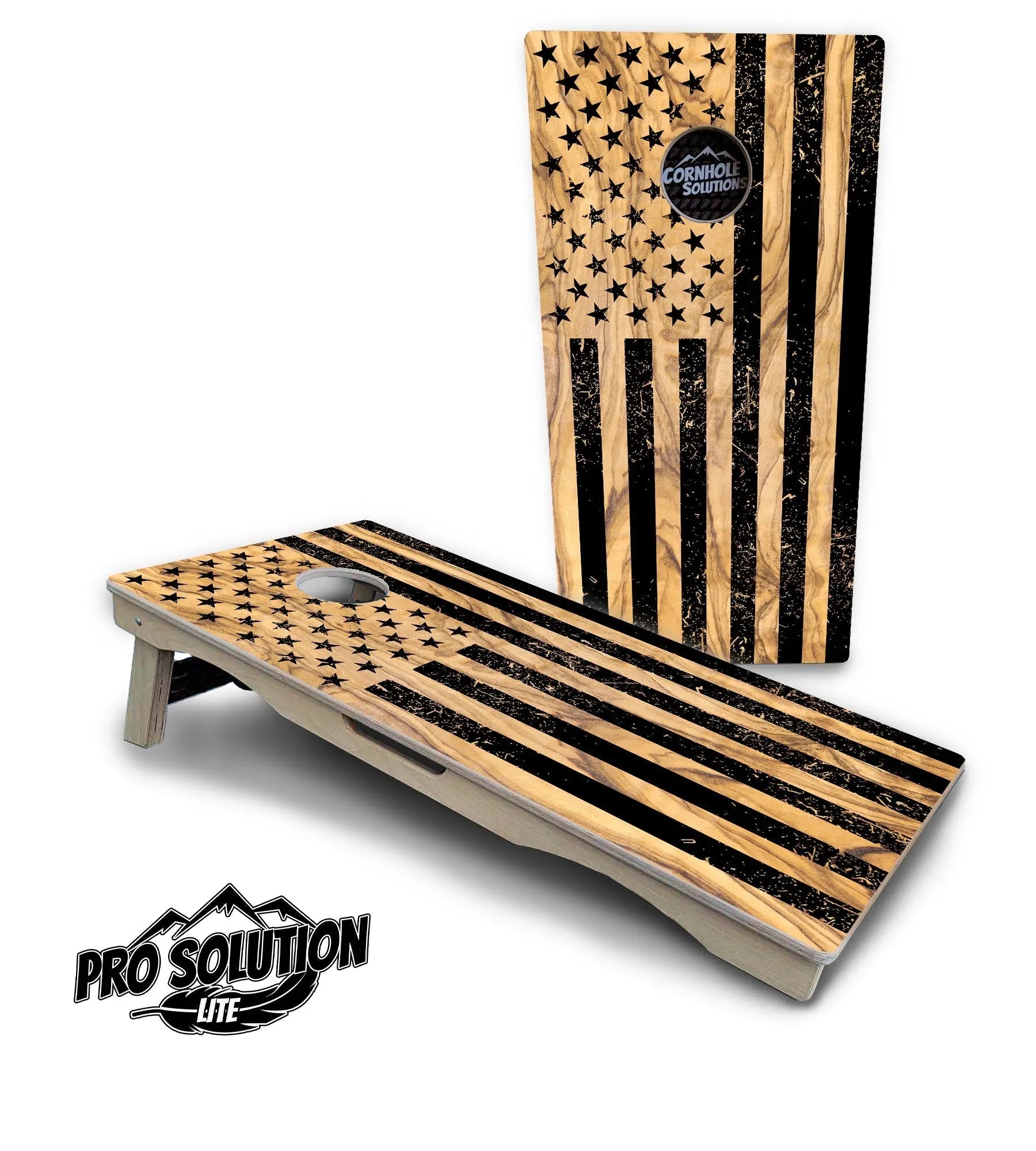 Light Wood Flag Cornhole Boards - Pro Solution Elite Series Cornhole Solutions
