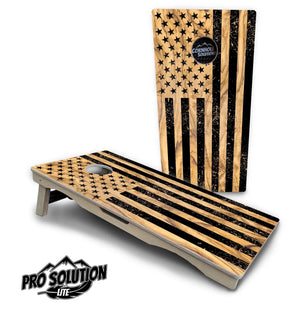 Light Wood Flag Cornhole Boards - Pro Solution Elite Series Cornhole Solutions