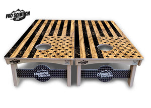 Light Wood Flag Cornhole Boards - Pro Solution Elite Series Cornhole Solutions