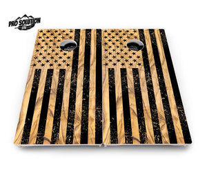 Light Wood Flag Cornhole Boards - Pro Solution Elite Series Cornhole Solutions