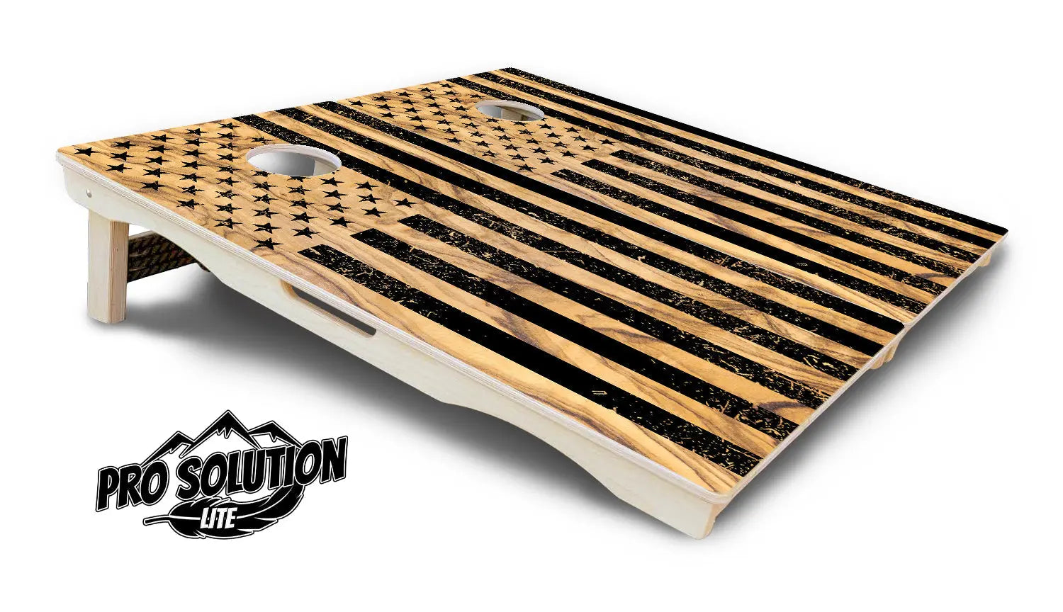 Light Wood Flag Cornhole Boards - Pro Solution Elite Series Cornhole Solutions