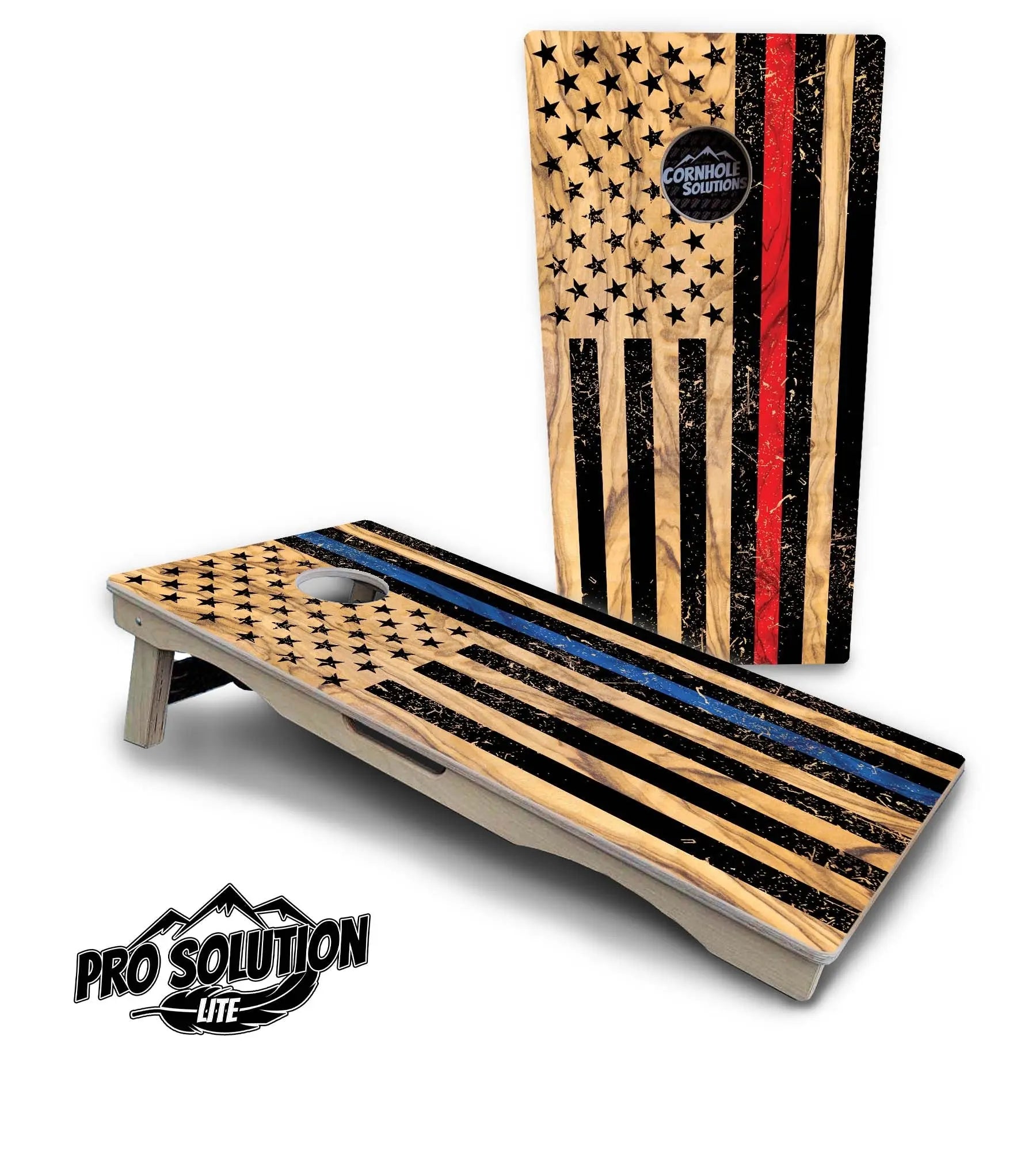 Light Wood Flag Cornhole Boards - Pro Solution Lite Series by Cornhole Solutions, custom cornhole board main product photo