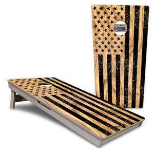 Light Wood Flag Cornhole Boards - Professional Tournament Series by Cornhole Solutions, custom cornhole board main product photo