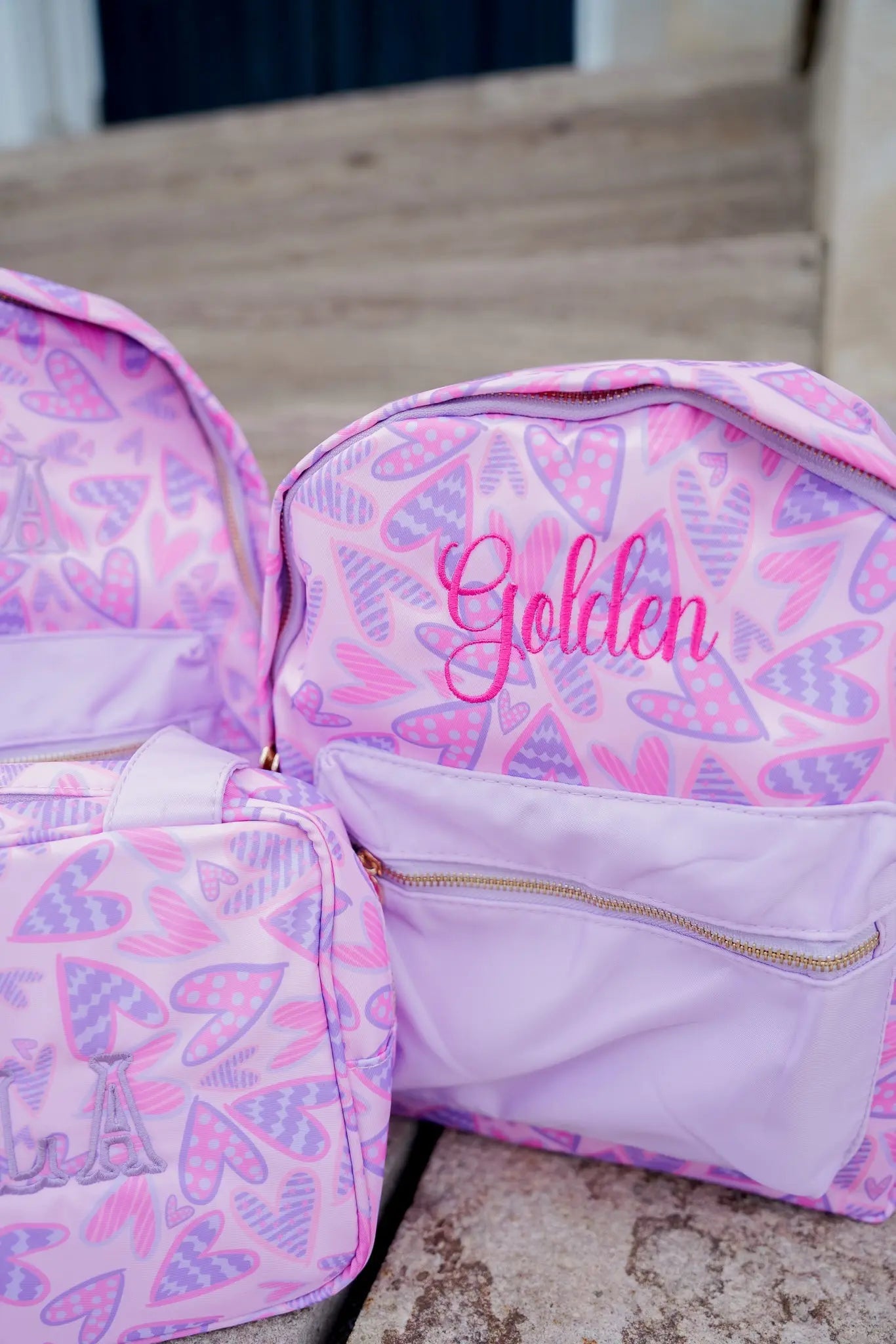 Lilac Hearts Backpack KenzKustomz