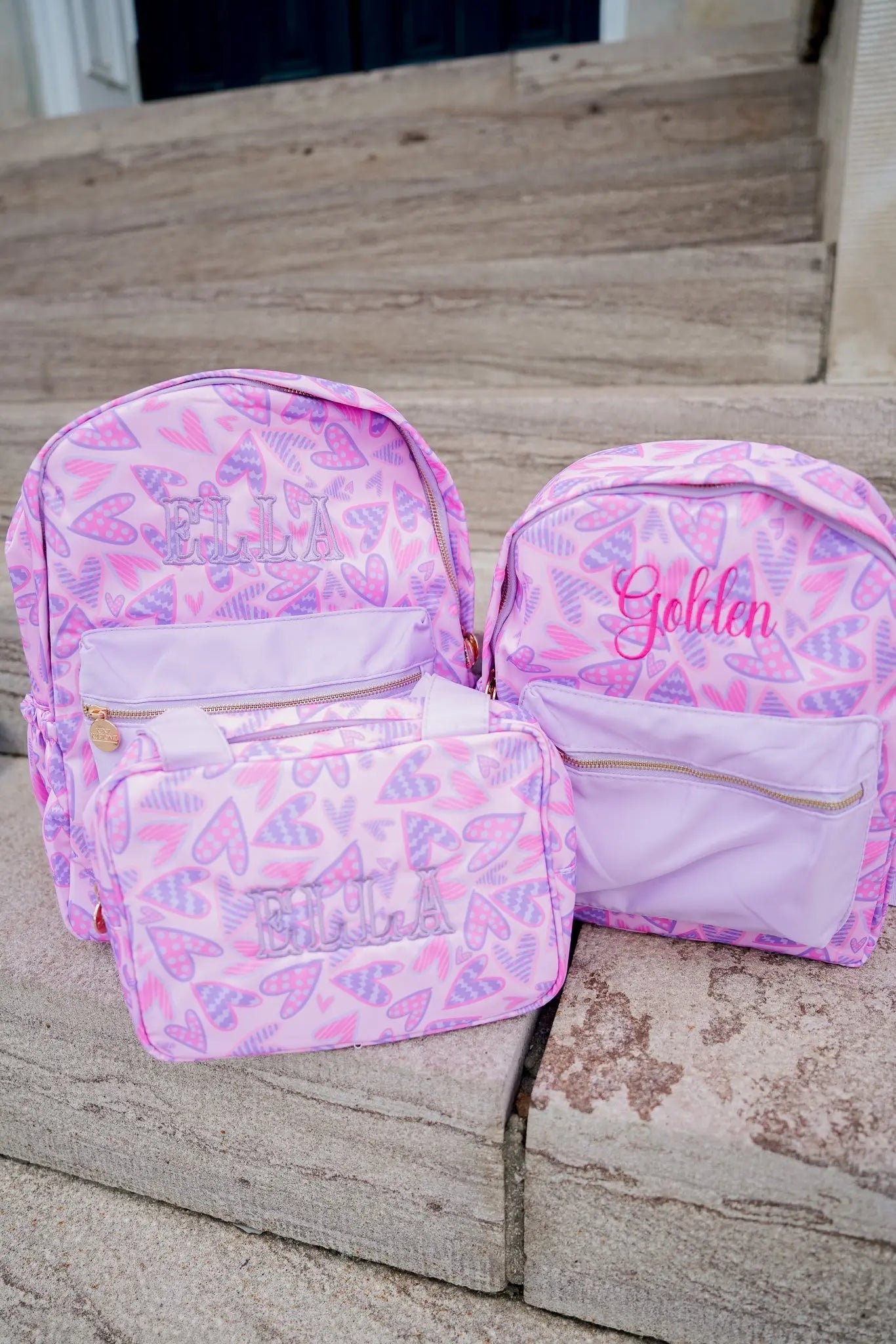 Lilac Hearts Backpack KenzKustomz