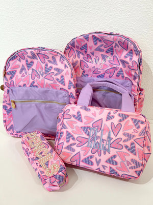 Lilac Hearts Backpack KenzKustomz