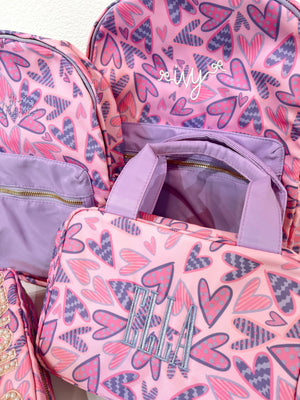 Lilac Hearts Backpack KenzKustomz
