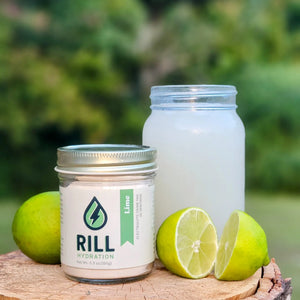 Rill Hydration Lime drink mix with Redmond Real Salt magnesium and potassium