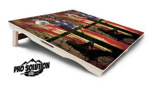 Faded Lineman Flag Cornhole Boards - Pro Solution Lite Series by Cornhole Solutions, custom cornhole board detail photo 5