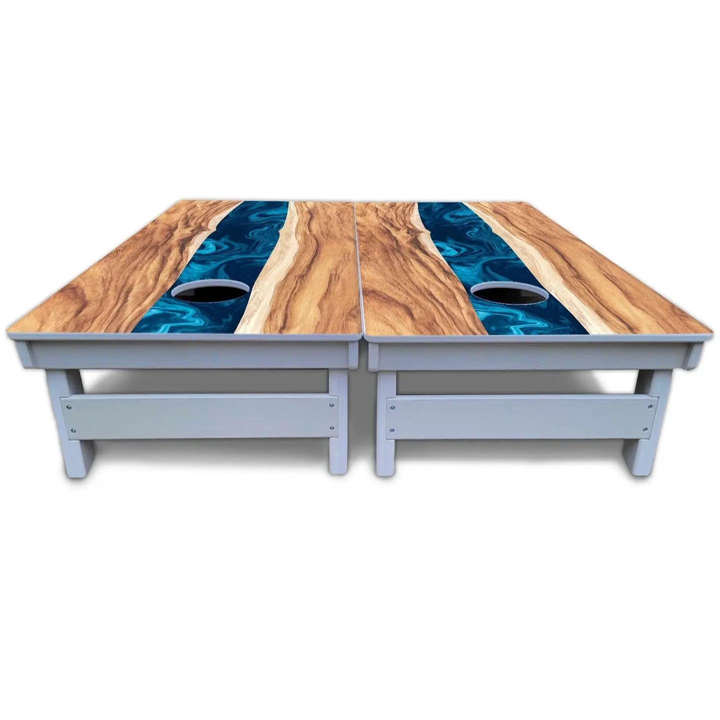 Live Edge River Cornhole Boards - All Weather Series by Cornhole Solutions, custom cornhole board detail photo 5