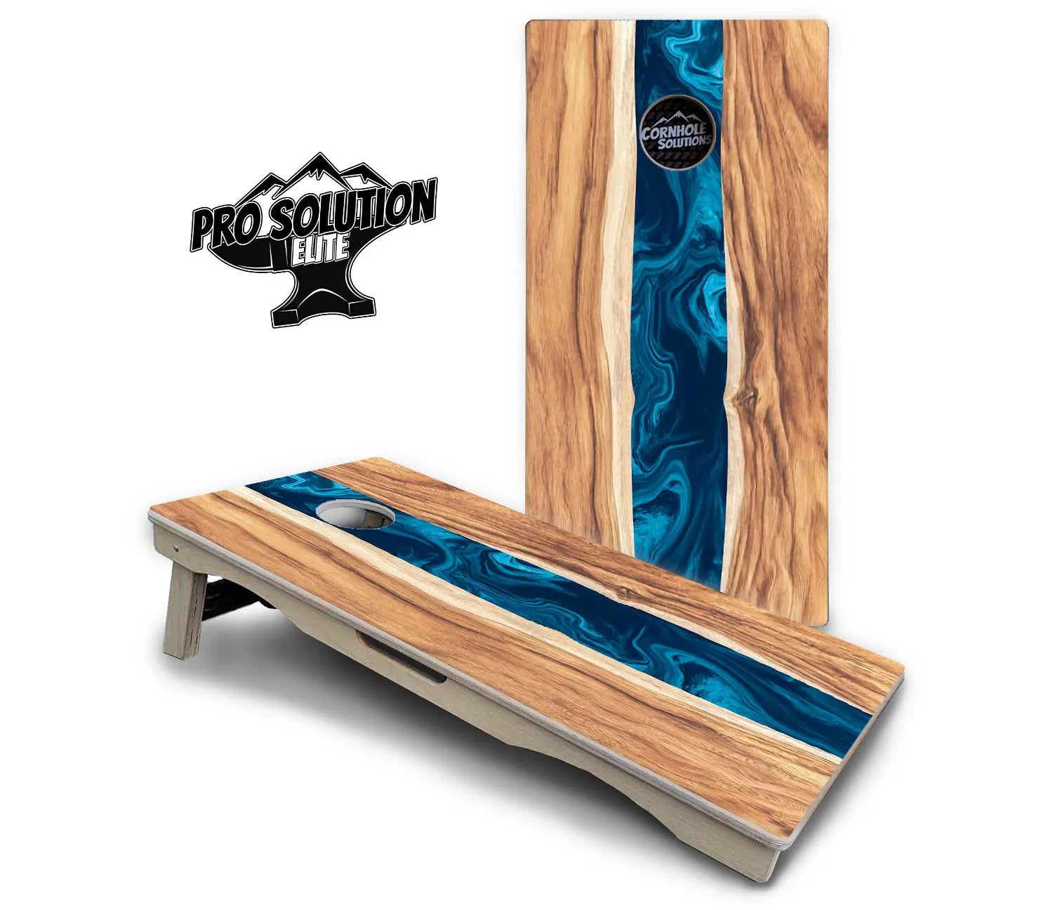 Live Edge River Cornhole Boards - Pro Solution Elite Series by Cornhole Solutions, custom cornhole board detail photo 2